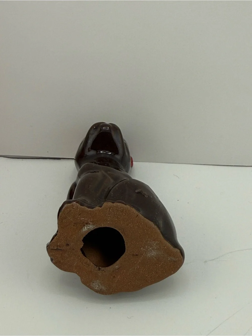 Vintage mid-century redware boxer dog figurine